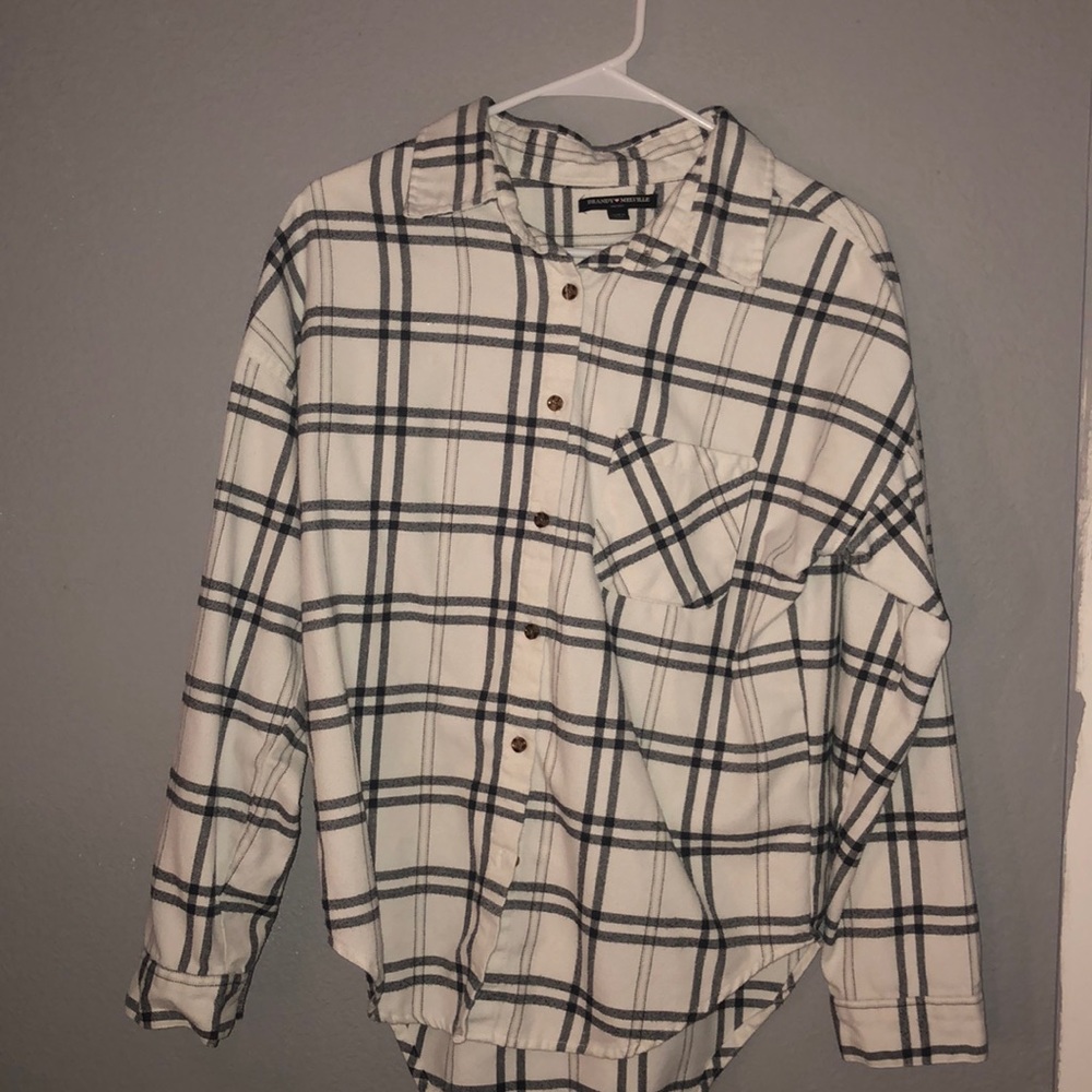 Brandy Melville white plaid flannel